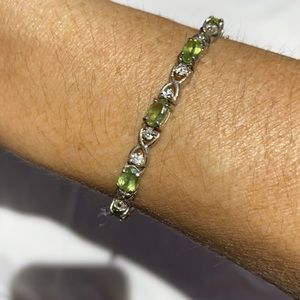 Sterling silver cubic zirconia and peridot tennis bracelet